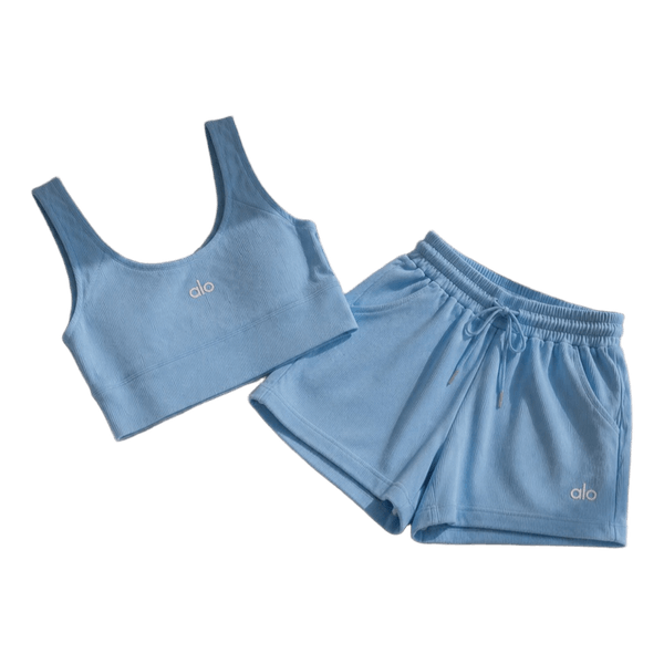 Blue ribbed lounge set