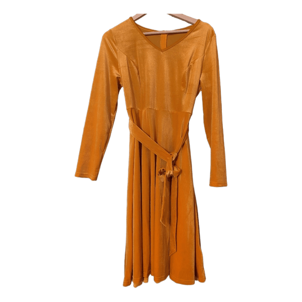 Yellow velvet long dress