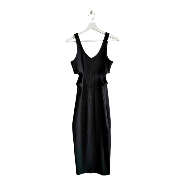 Black ribbed cutout dress