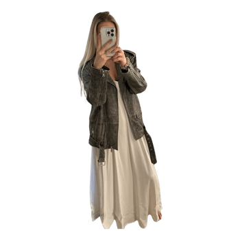 Washed distressed leather jacket