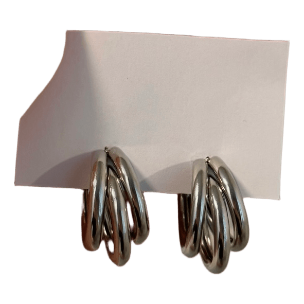 Chunky silver multi hoop earrings
