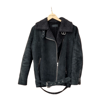 Never denim real suede coat