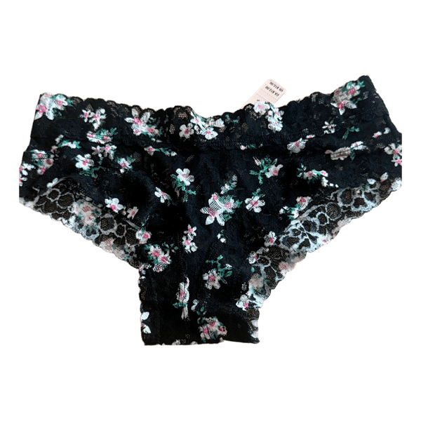 Black floral lace panties