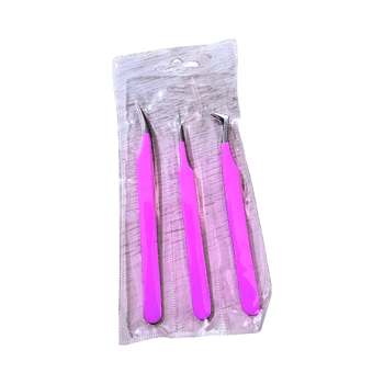 Pink tweezers set, 3 pcs