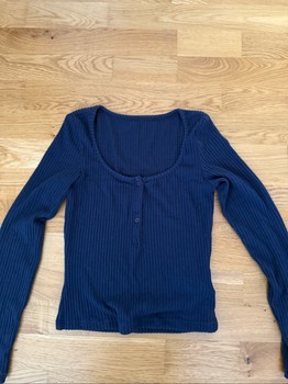 Navy ribbed long-sleeve top