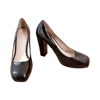 Bianco Black patent leather heels