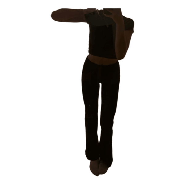 Low/Mid Rise Black Flared Leggings with Front Tie