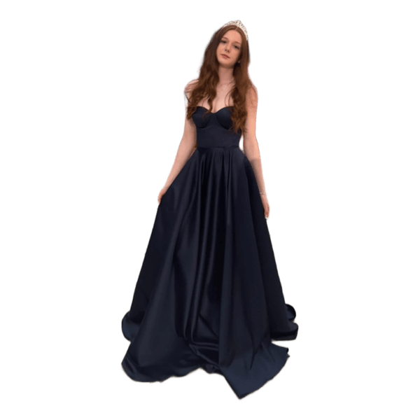 Navy satin corset dress