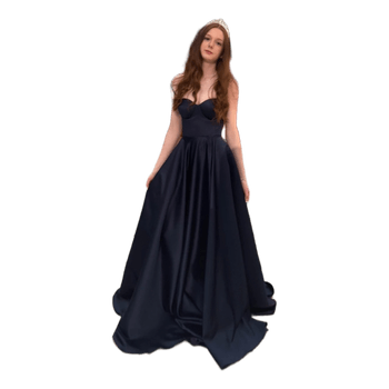 Navy satin corset dress