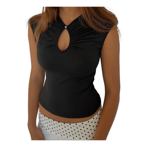 Sort top med nøglehulsudskæring