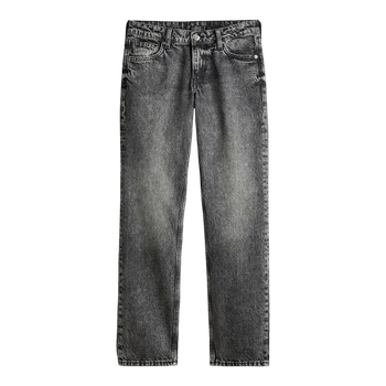 gray low waisted straight jeans