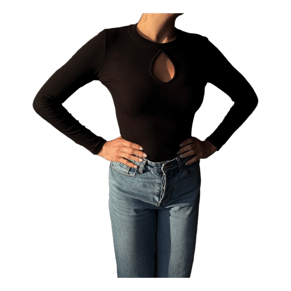 Black long-sleeved cutout top