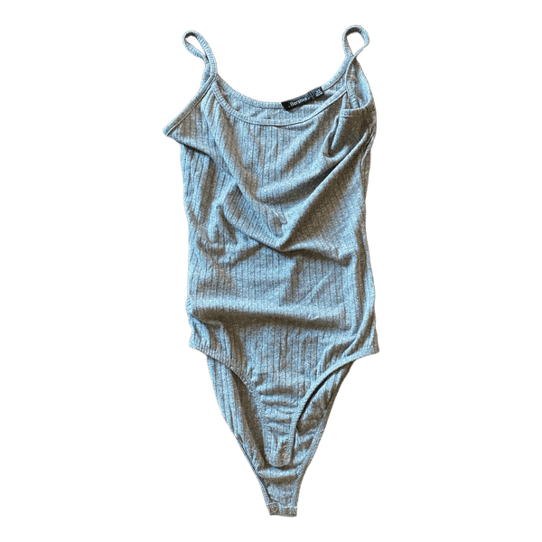 Grey ribbed bodysuit/Bershka