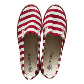 Red striped canvas espadrilles
