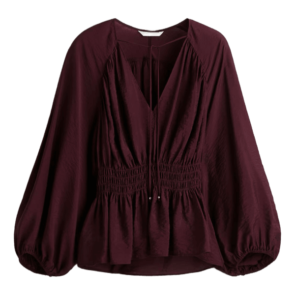 Bordeaux smocksyet bluse