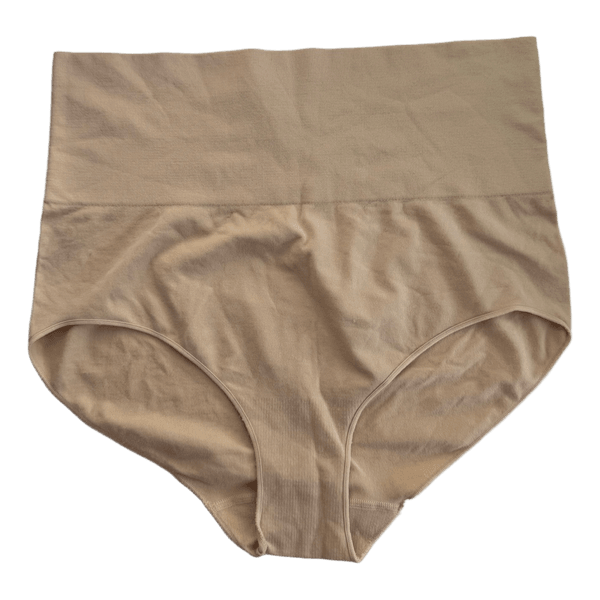 Beige high-waist shapewear briefs