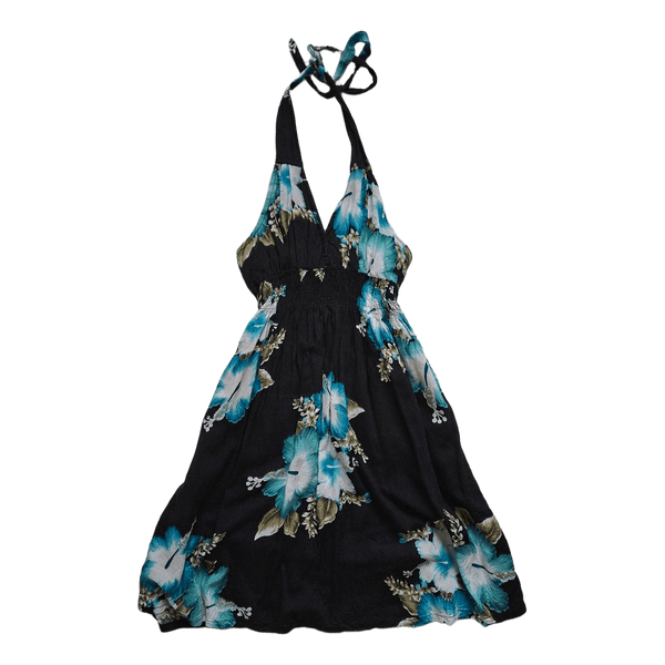 Black floral halter dress