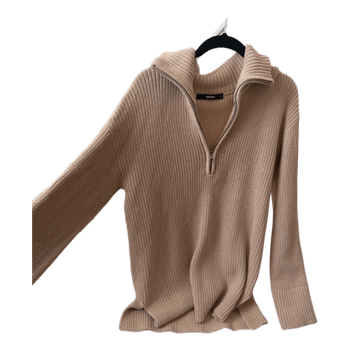 Beige neule vetoketjulla