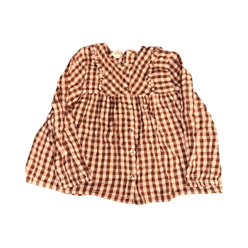 Red and white checkered blouse