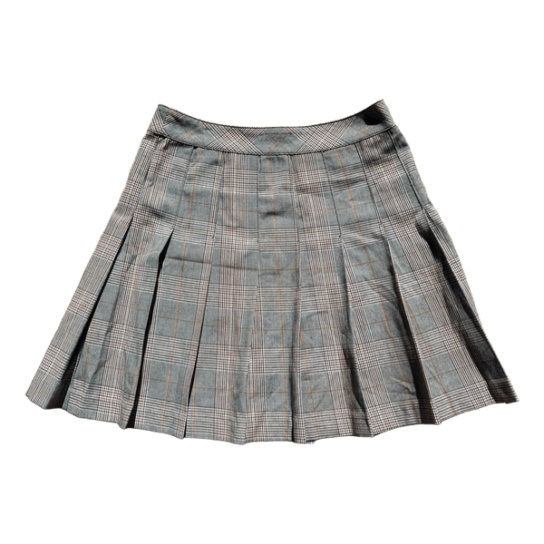 Grey plaid pleated skirt