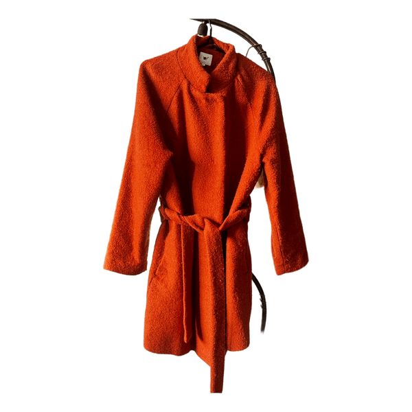Orange textured belted coat