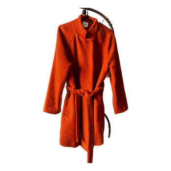 Orange textured belted coat