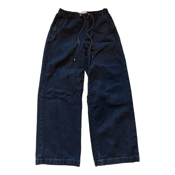 Blå denimbukser med bindebånd