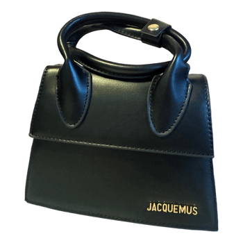 Black leather handbag