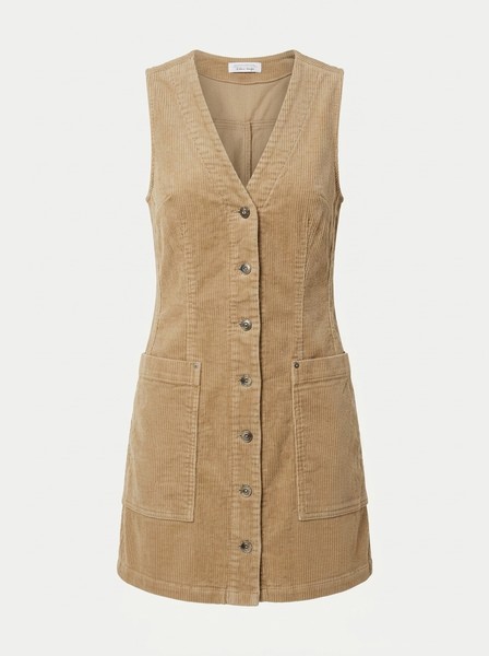 Beige corduroy sleeveless mekko