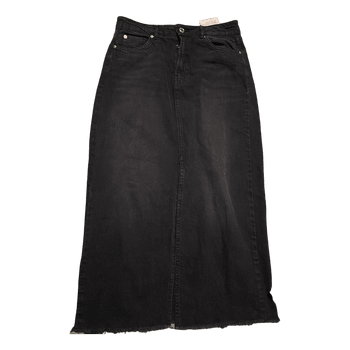 Black denim midi skirt
