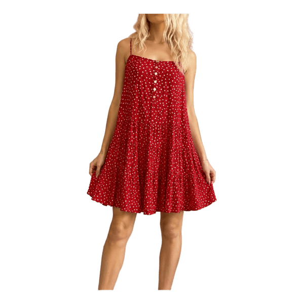 Red floral summer dress