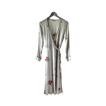 Ganni silk floral wrap dress XS
