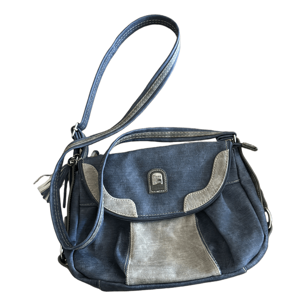 Blue canvas crossbody bag