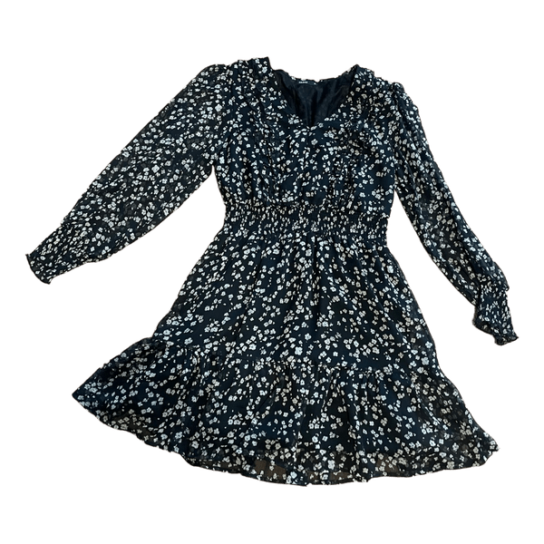 Black floral mini dress