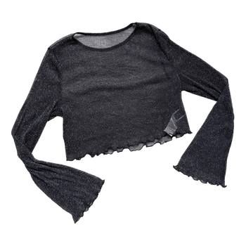 Black glitter mesh top