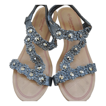 Grey embellished wedge sandals