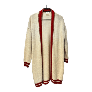 Beige red knit cardigan
