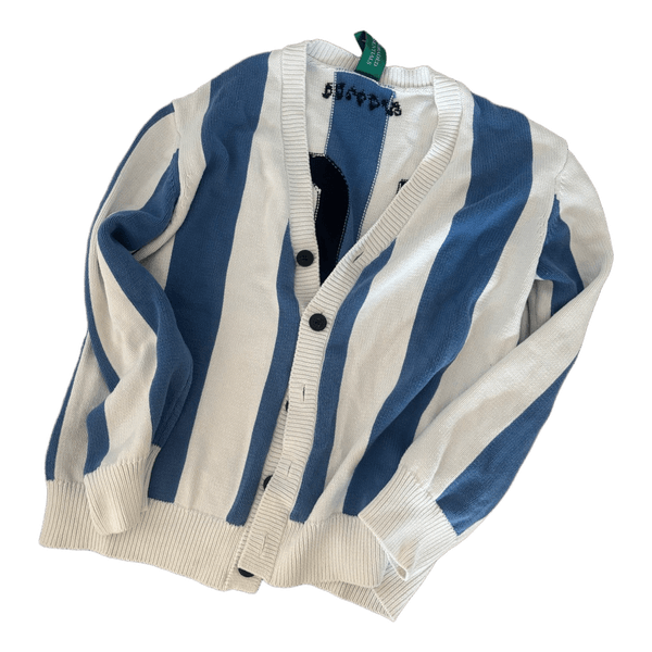 Stribet strikket cardigan