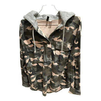 Camouflage print hooded shirt