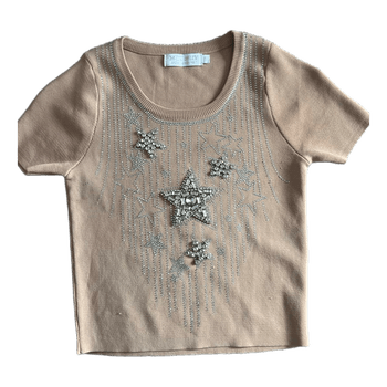 Beige star embellished top