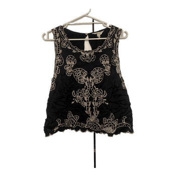 Black embroidered sleeveless top