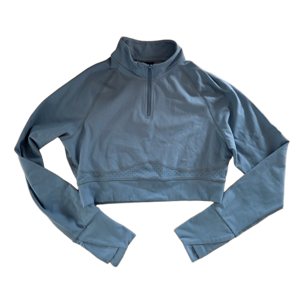 MyProtein Blue Cropped 1/4 Zip Long Sleeve Training Top M