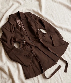 Stylish and trendy Chocolate Brown Blazer with belt size M