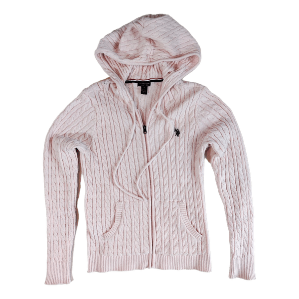 Pink cable knit hoodie