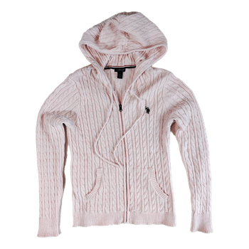 Pink cable knit hoodie