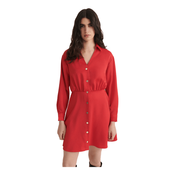Reserved satin Red button down dress