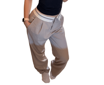 Beige pleated trousers