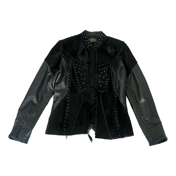 Calfhair and leather jacket