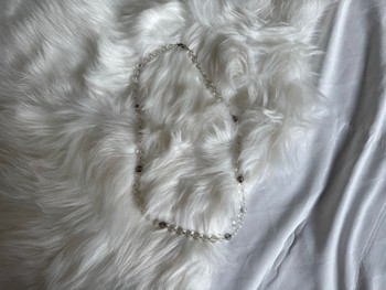 Beaded silver tone necklace