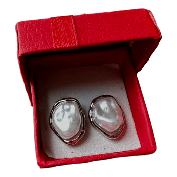 Silver tone pearl earrings
